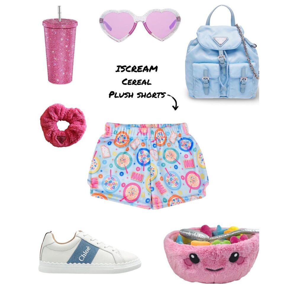 ISCREAM Kids' Cereal Plush Lounge Shorts - Pastel Blue